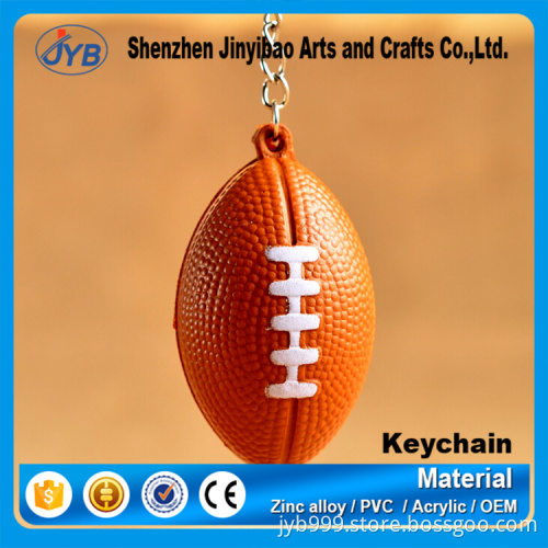 custom 3D anti stress plastic pvc rugby shape keyring